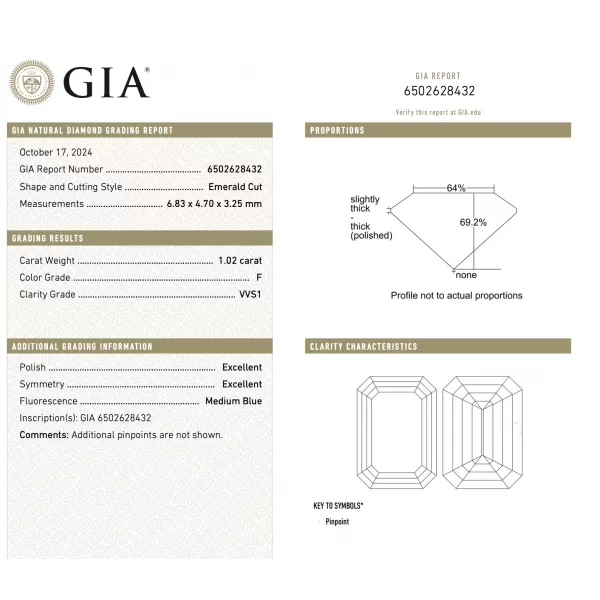 1.02 ct Emerald Cut Diamond Engagement Ring