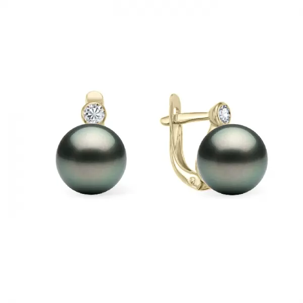 Kinsley Tahitian Pearl and Diamond Earrings (8.5 mm)