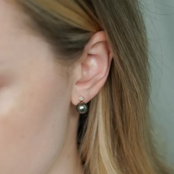 Kinsley Tahitian Pearl and Diamond Earrings (8.5 mm)