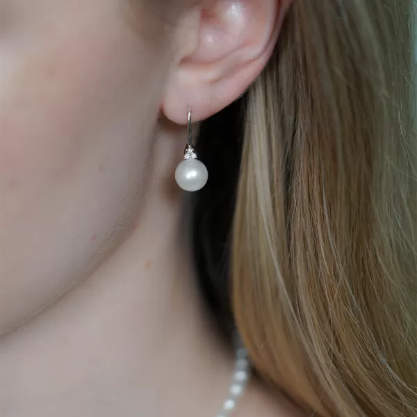 Nile Pearl and Diamond Earrings (8.4 mm)