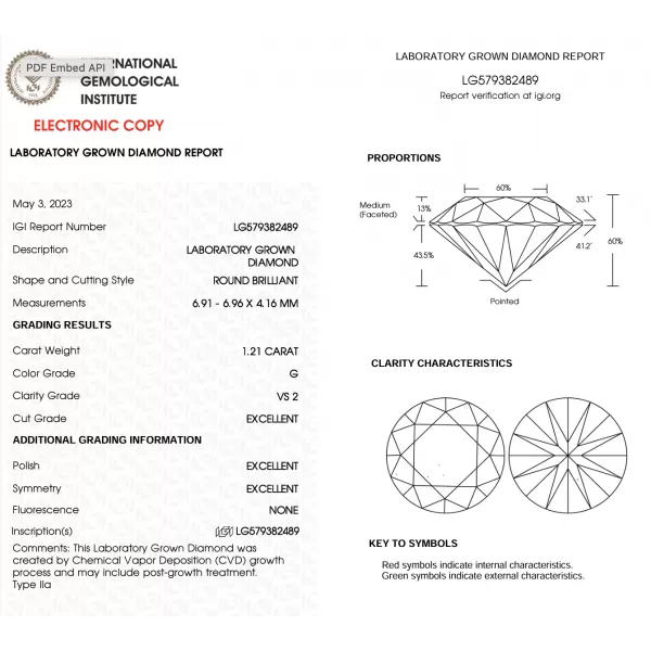 Glory 1.71 ct LAB-grown Diamond Engagement Ring