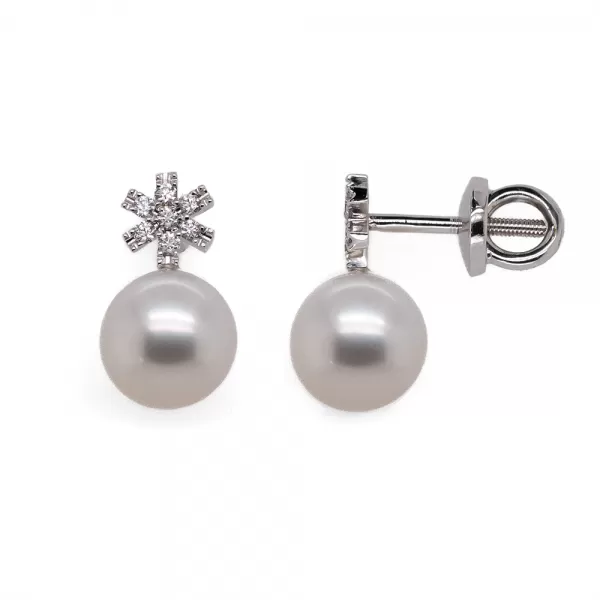 Akoya Pearl and Diamond Earrings (8 mm)