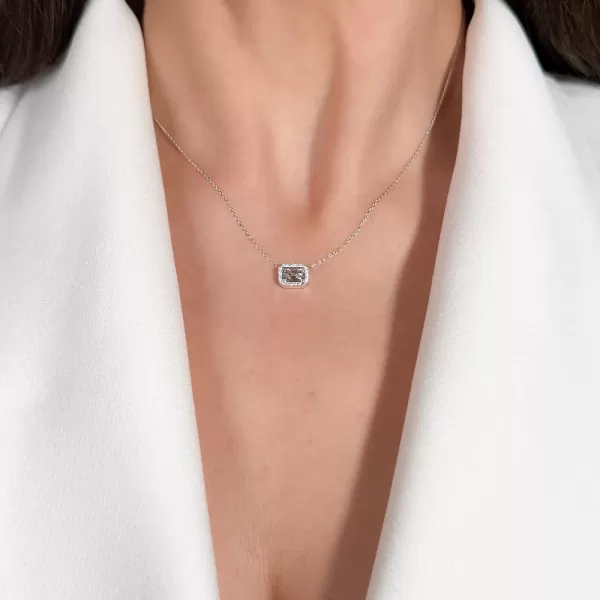 Emerald Halo 0.61 ct Diamond Necklace