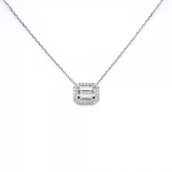 Emerald Halo 0.61 ct Diamond Necklace