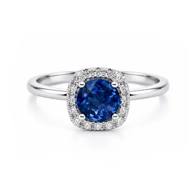 Kera 0.89 ct Halo Sapphire Ring with Diamonds