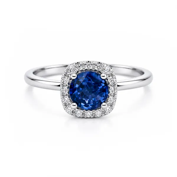Kera 0.89 ct Halo Sapphire Ring with Diamonds