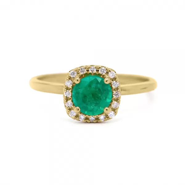 Kera 0.57 ct Halo Emerald Ring with Diamonds