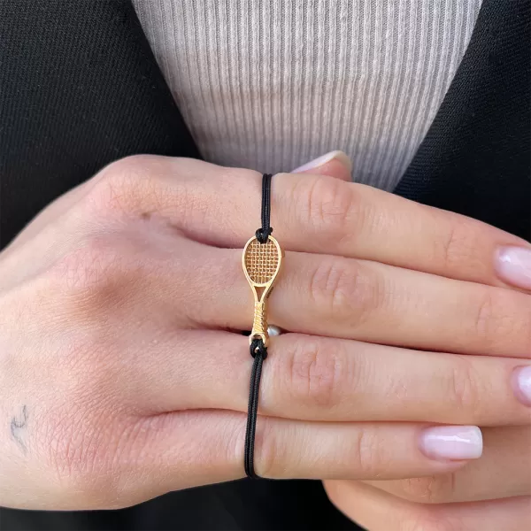 Gold Tennis Racket Thread Bracelet