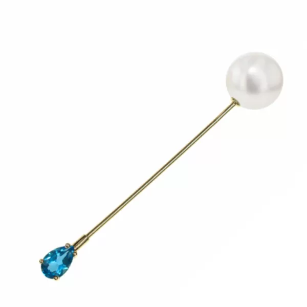1.08 ct Topaz and Pearl Brooch